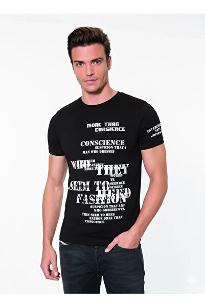 Miravm 046 تي شيرت رجالي مطبوع بالنص