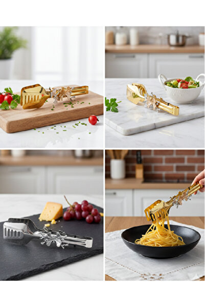 Flower Toys Ivory Salad Serving Tongs with Butterfly Design 1 Piece