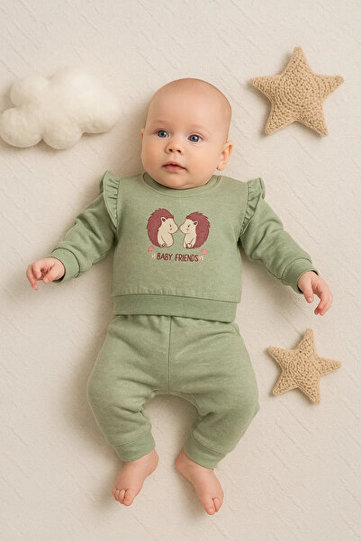 Beruflic Hedgehog Embroidered 100% Cotton 2-Piece Baby Girl Set