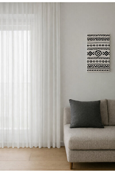 Ran Perde Modern Düz Tül Perde - Kar Beyazı - Pileli Dikim 1x2,5 Pile