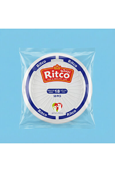 RITCO Carton of round plastic plates, size M18, plain (1000 plates/carton)