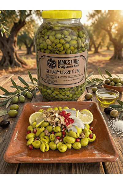 MMG Store Gurme MMG Store Antep Özel Taş Kırma Yeşil Zeytin 3 Lt Lezzetli ve ...