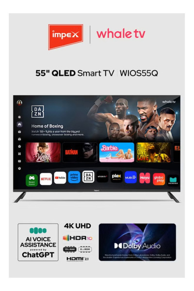 İMPEX Whale OS 55 Inch UHD QLED Smart TV Wios55Q AI Voice ChatGPT Dolby HDR N...