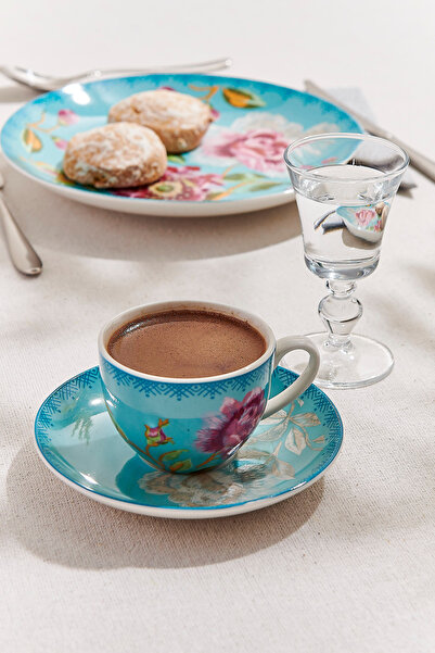 Paşabahçe Şakayık Porselen Espresso Fincanı Turkuaz