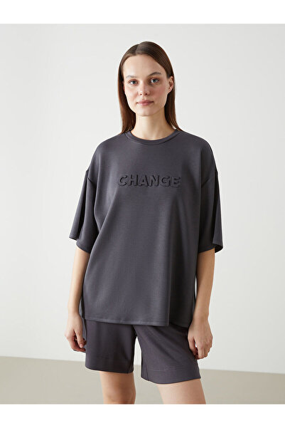 LC Waikiki Γυναικείο μπλουζάκι με στάμπα Crew Neck Oversize (S5)