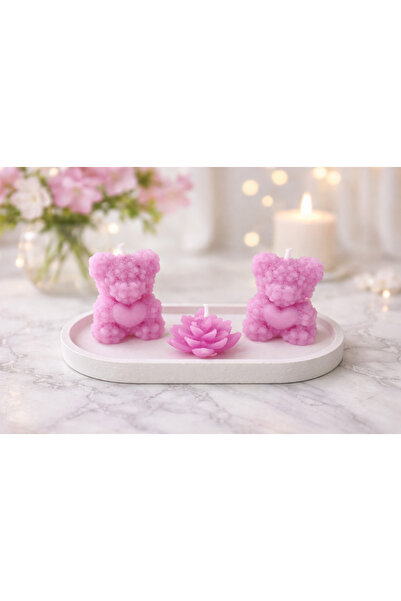 afezba Hediyelik Dekoratif Şık Boyalı Beton Tepsi Üzerinde 2 Büyük Ayıcık Ve ...