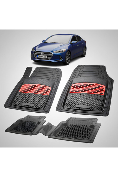 TEAMCAR Covorașe auto din cauciuc tip tavă Hyundai Elantra VI (2015-2020) - Roșu