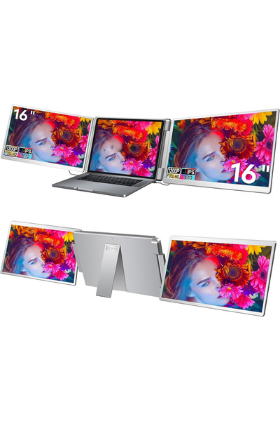 A ATAB Monitor dual, 16 inch, Plug & Play, ecrane rotative 360° cu auto-rotir...