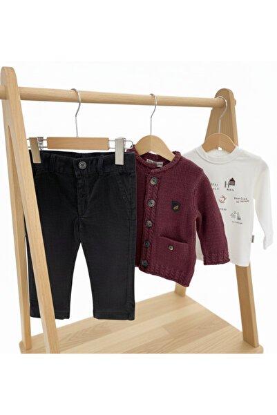 Generic طقم مواليد ولادي 3 قطع مقاسات حتى عمر سنتين الوان متعددة - احمر