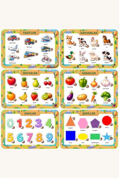 NC PUZZLES Ahşap Türkçe 6lı Mega Set, Eğitici - Öğretici Yapboz Set1