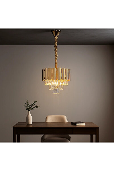 HAMER ثريا كريستال ذهبي كلاسيك متعددة المواضع حجم 40cm تضيف جمال الفخامة الكل...