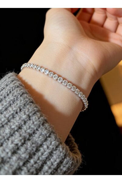 ZEY 925 Ayar Gümüş Takı- Su Yolu Klipsli Kadın Hediyelik Bileklik