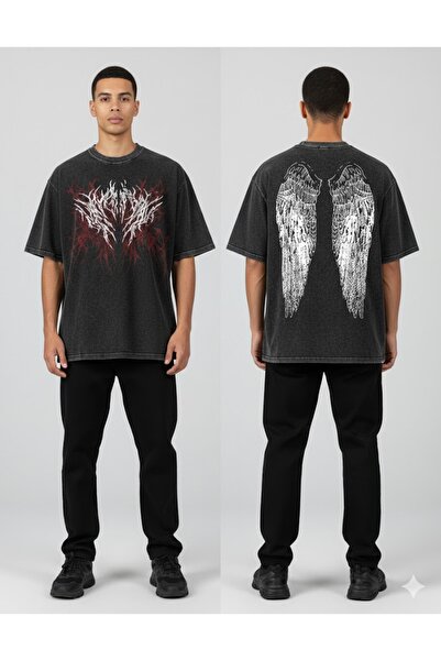 PENTHİLUS Acid-Washed Vintage Oversize T-Shirt - Washed Unisex T-Shirt