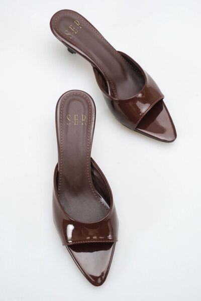 sermoda Heeled Women's Slippers - 5 cm Thin Heeled Pointed Toe Women's Slippe...