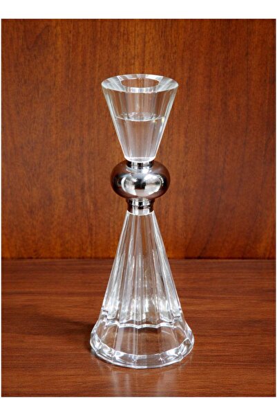 ALQANNAS Elegant Silver Steel Candle Holder with Crystal Glass, Luxury Decora...