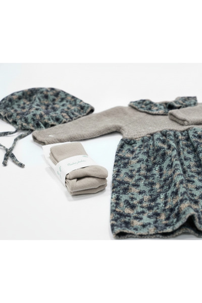 Generic فستان بناتي مع طاقية وهيلاهوب مقاسات متعددة - بيج