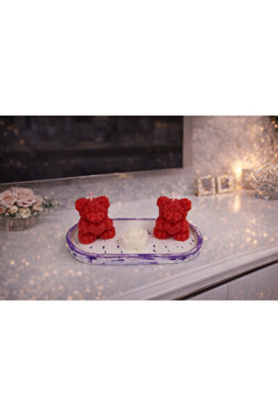 afezba Hediyelik Dekoratif Şık Boyalı Beton Tepsi Üzerinde 2 Büyük Ayıcık Ve ...