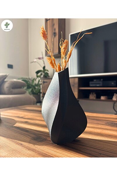 MelisArt3D Dünyası Dekoratif Modern Vazo | Asimetrik Siyah Obje