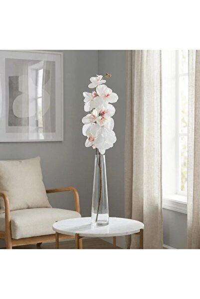 Goat-x Realistic artificial white orchid – single multi-flowered stem for int...