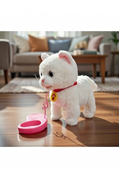 BESTTOYS Peluş oyuncak köpek tasmalı havlayan müzikli sesli kuyruk sallayan k...