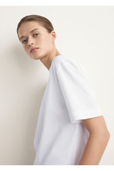 MANGO Woman Kısa kollu pamuklu çizgili iki parça pijama