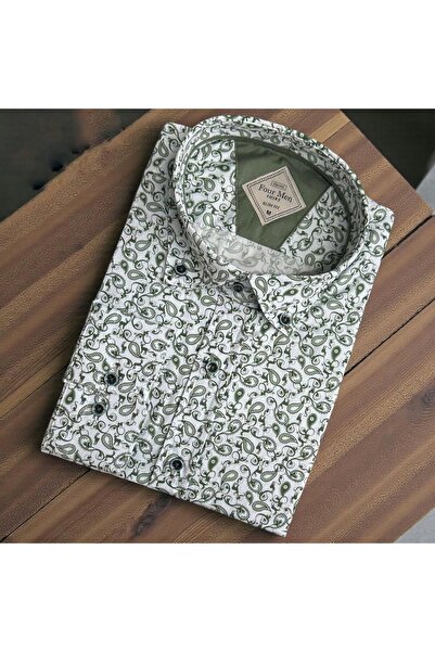 GÖMLEK GALERİSİ Slim Fit Digital Print Patterned Long Sleeve Men's Sports Shirt