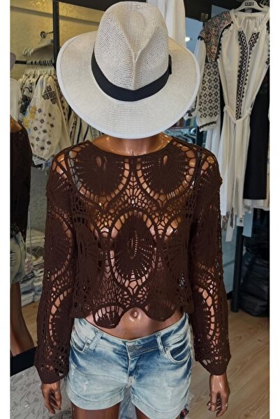 Sosyete Kaplumbağa Knitwear Süzene Long-Sleeved Crop with Knitted Details