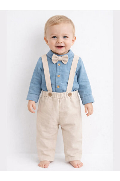 Lumbi Baby Muslin Fabric Baby Boy Salopet Set