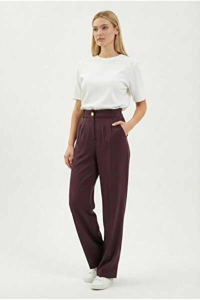 Fast Perry High Waist Elastic Wide Leg Palazzo Woven Women's Trousers