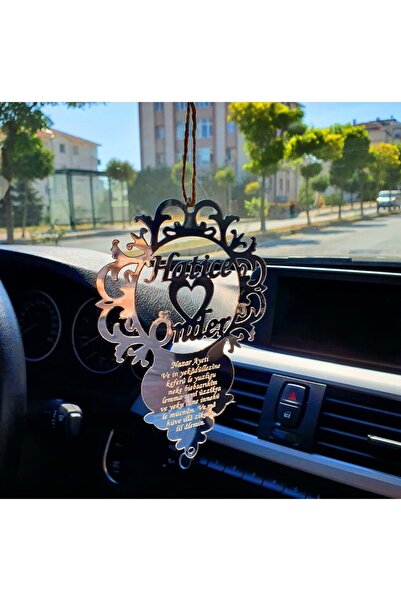 Saatistan Gümüş Renk Nazar Dualı Araba Dikiz Aynası Süsü, Şık ve Koruyucu Tas...