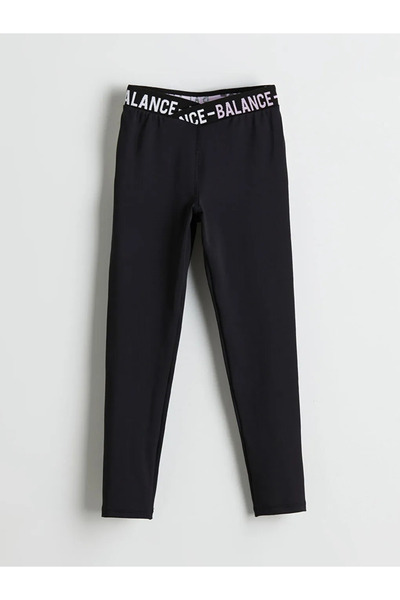 LC Waikiki Lcw Kids Black Printed Girl's Long Leggings