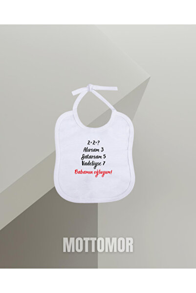 MOTTOMOR Organik Bebek Önlüğü Babamın Oğluyum Özel Tasarım Mama ve Salya Önlü...