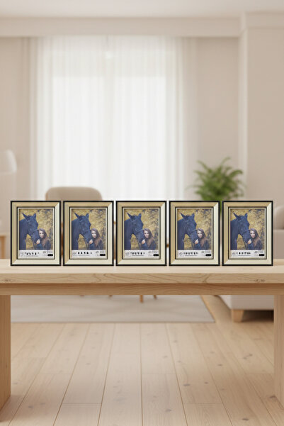 Asya Çerçeve Ultra Luxury Set of 5 Cream 15X21 Plastic Photo Frames with Legs