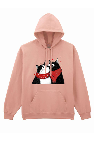 Cu Pisici Printed Hoodie-Love U Furrever, Unisex, Valentine's Day