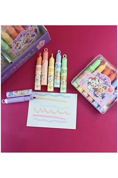 ALPA STORE Mikro Parfume Store Çiçek Kokulu Fosforlu Kalem Seti 6'LI Pastel Renk
