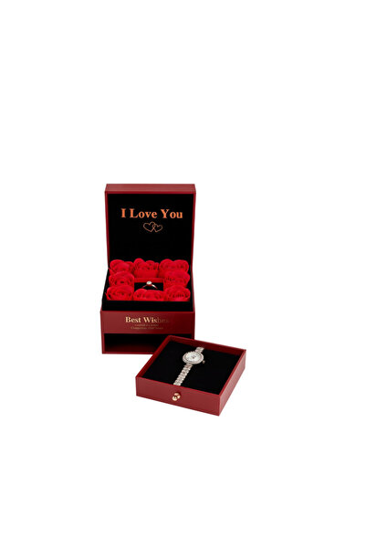 SENDİ Set Cadou Luxury cu 8 Trandafiri din Sapun, Inel Reglabil si Ceas in Cu...
