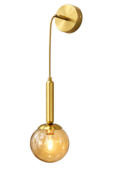 MINIMAL ETICARET VE BILGI TEKNOLOJILERI Golden Ball Honey Yellow Glass Sconce