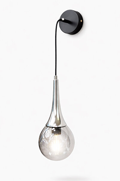 MINIMAL ETICARET VE BILGI TEKNOLOJILERI Rains Silver Chrome Smoked Glass Sconce