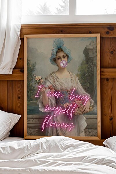 Saturn I Can Buy Myself Flowers Framed Painting Strong Woman Themed Modern Cl...