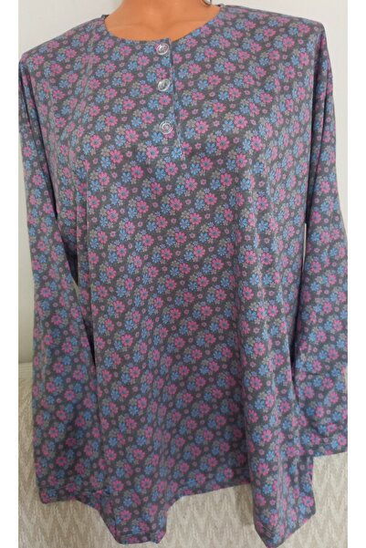 Anne Er Clothing Paper Print Combed Cotton Blouse Long-Sleeve 3 Buttons Print