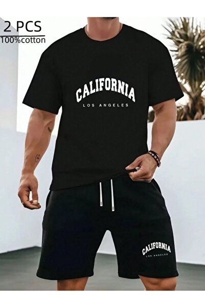 PAVRO Unisex Oversize Shorts Set Bottom-Top Two-Piece Casual Mixed Prints Pri...