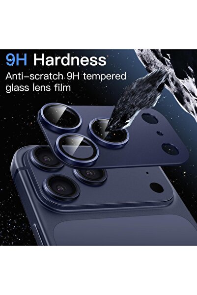 TechnoZone iPhone 17 Pro Compatible One-Piece Full-Covering Metal Tempered Camera Lens Protector