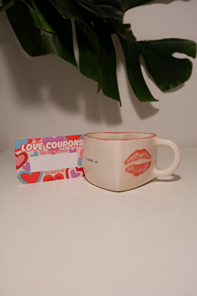 Maui كوب سيراميك على شكل قلب مصنوع يدويًا، هدية عيد الحب، قسيمة حب