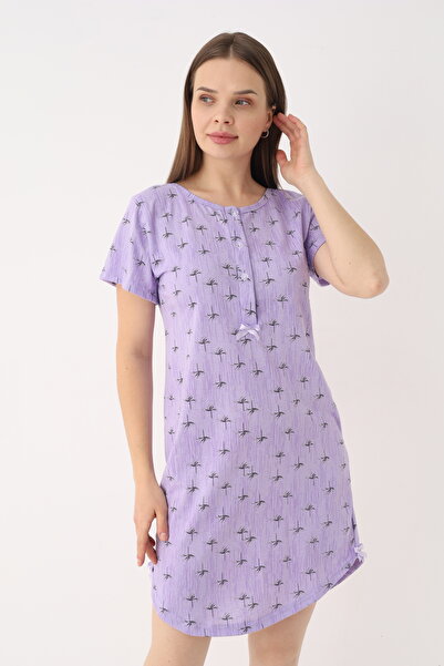 YASAR UNDERWEAR Women's 100% Cotton Patterned Short Sleeve Half Placket Butto...