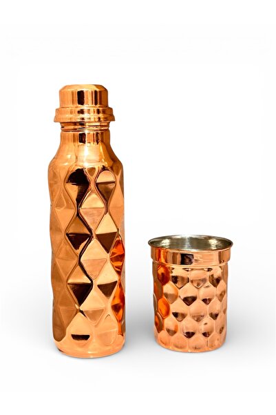 gulflower nude Copper Flask with Diamond Model and Cup Included for Health He...