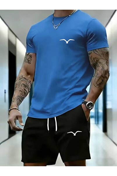 PAVRO Unisex Oversize Shorts Set Bottom-Top Two-Piece Comfortable Mixed Pvr C...