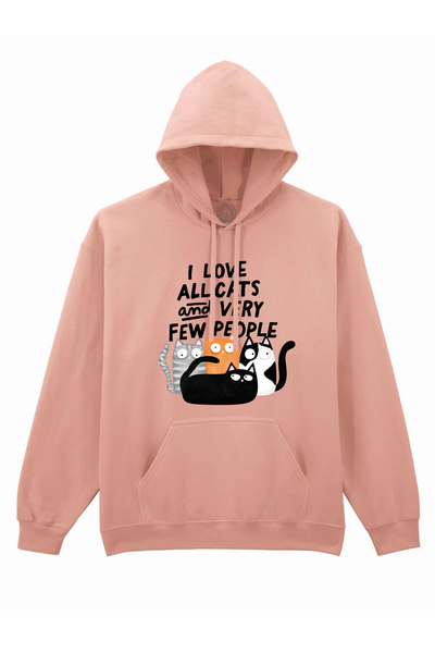 Cu Pisici I Love All Cats and Few People Printed Hoodie, Unisex, Valentine's Day