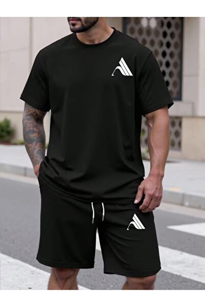 PAVRO Unisex Oversize Shorts Set Bottom-Top Two-Piece Casual Mixed Prints Pri...