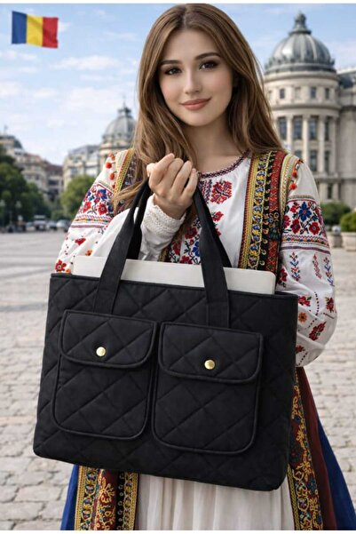 Sofia "Document Bag for Women, Black, Quilted, for Daily Use, Elegant and Pra...