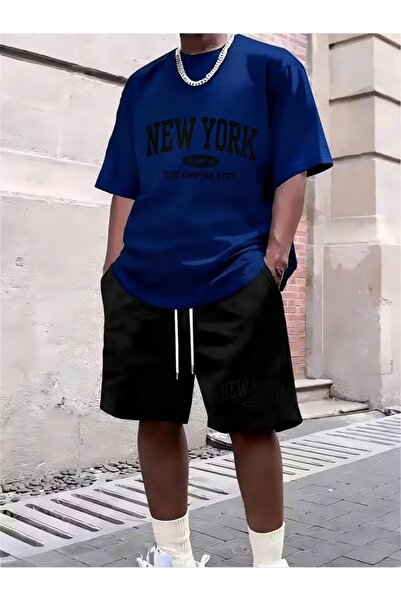 PAVRO Unisex Oversize Shorts Set Bottom-Top Two-Piece Casual Mixed Prints Pri...